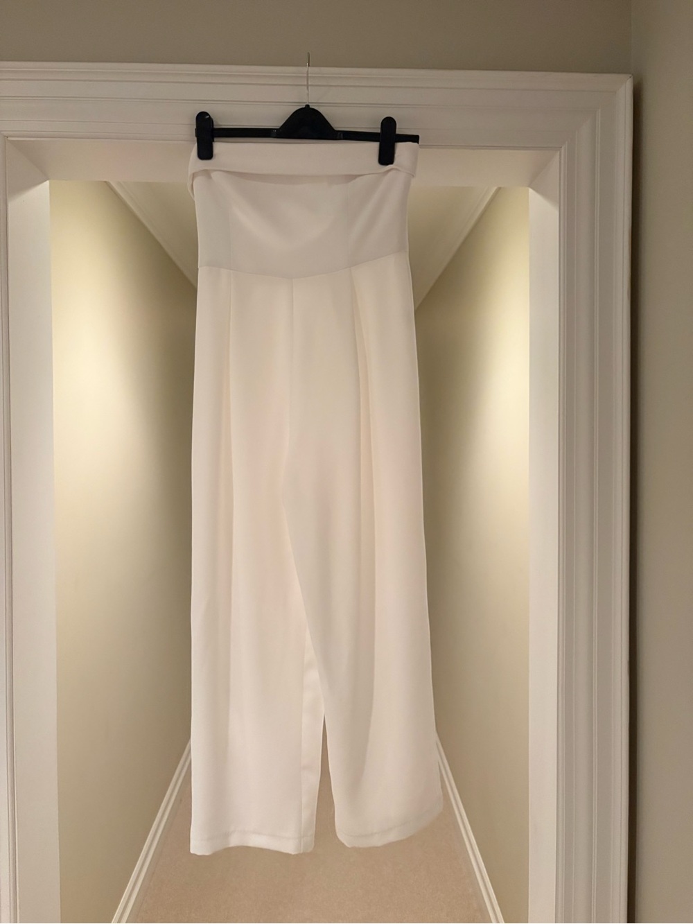 Park & Fifth White Strapless Wide-Leg Jumpsuit
